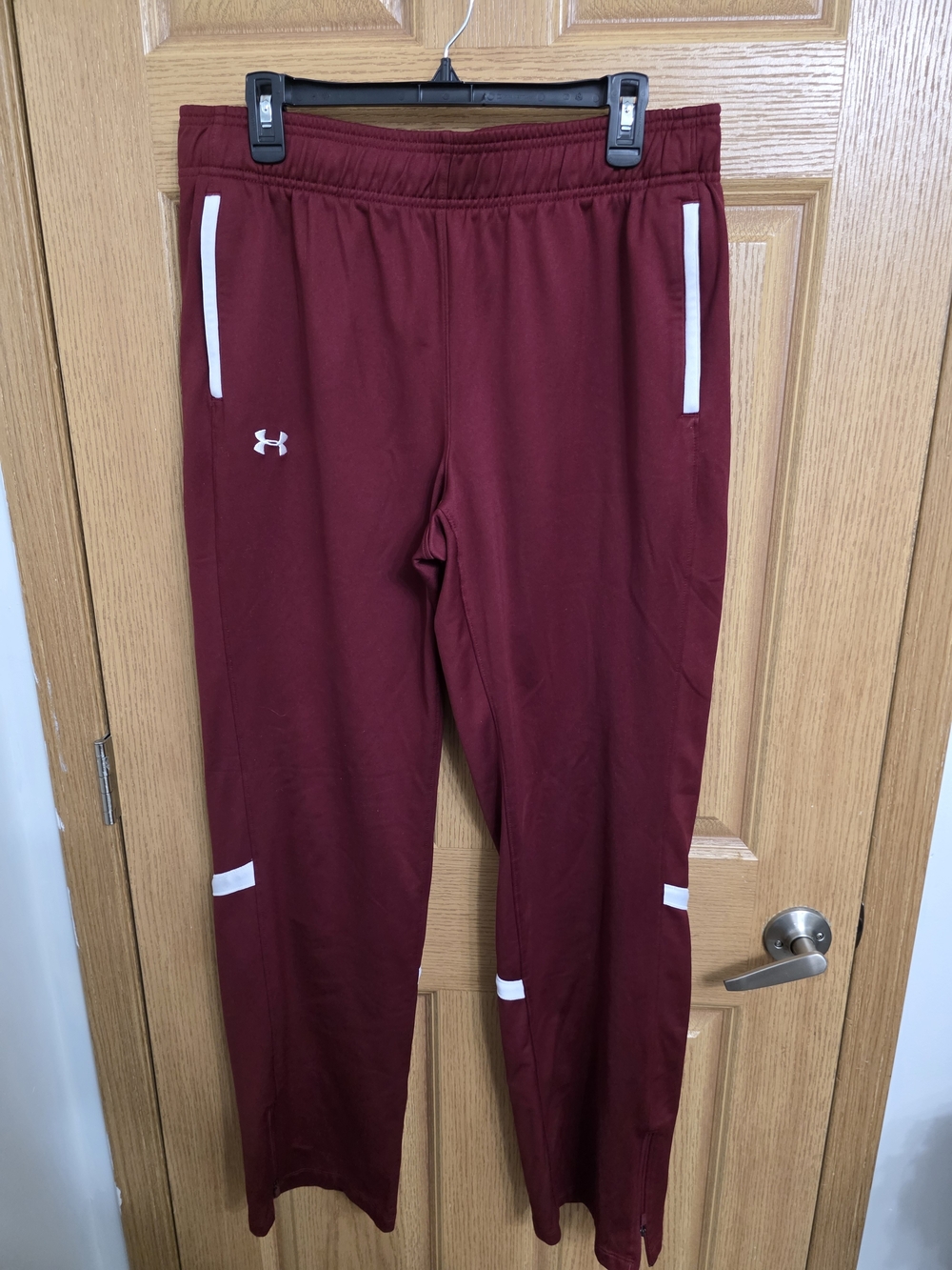 Under Armour Burgundy Jogger Pants with White Accents
